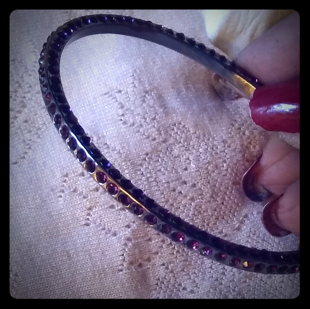 Vintage Deep "Ruby" Crystals Bangle Bracelets - image 4